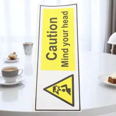 ملصقات مقاومة للماء تدوم طويلاً لعلامة تحذير السلامة للتخليص العلوي، ملصق تحذير، ملصق تنبيه منخفض السقف