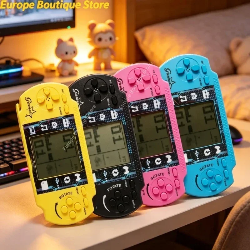 

Classic Tank Fight Shoot Game Big Screen Sliding Brick Handheld Console Blocks Game Machine with Music Retro Toy for Children