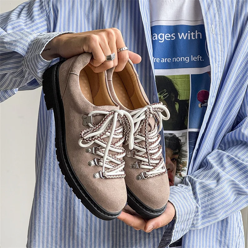 

Designer Personalized Trendy Men's Casual Leather Shoes Cow Suede Mens Loafers Colorful Shoelaces Derby Shoe Moccasins