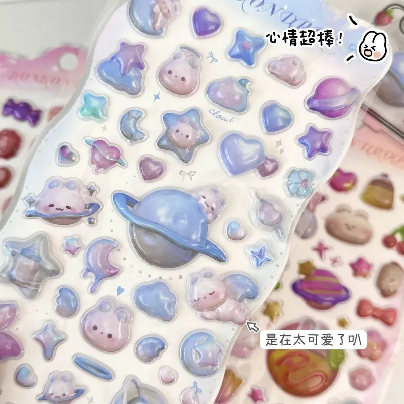 3D Relief Sticker Acrylic Epoxy Transparent Bubble Sticker Students High Value Waterproof Decorative Cartoon Animal