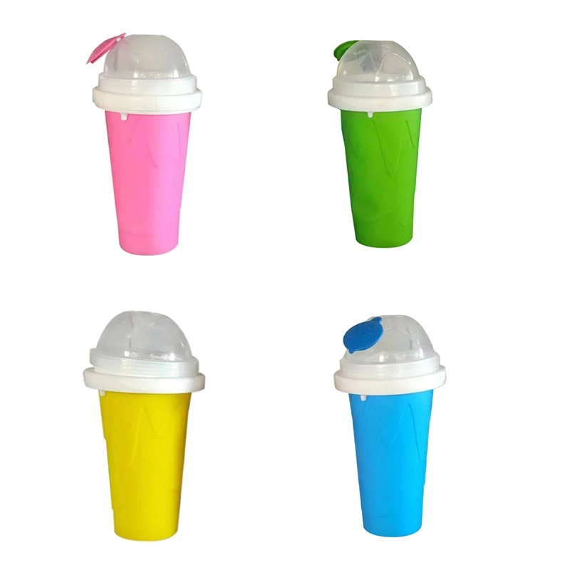 DIY Magic Slushy Maker Squeeze Cup, Portable Smoothie Squeeze Cup For Juices, Milk And Ice Cream Make Easy Install Blue