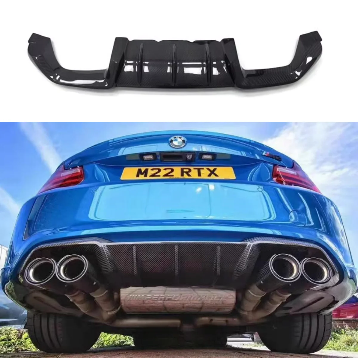 Real Carbon Fiber Car Racing Rear Bumper Diffuser Lip Spoiler for BMW 2 Series F87 M2 M2C 2016 -2020 Bumper MP Style FRPies