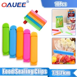 Juego de Clips de sellado de alimentos, Clips de plástico para bolsas, almacenamiento de cocina portátil, abrazadera para sellado de aperitivos, 7/9/11cm, 10 unidades