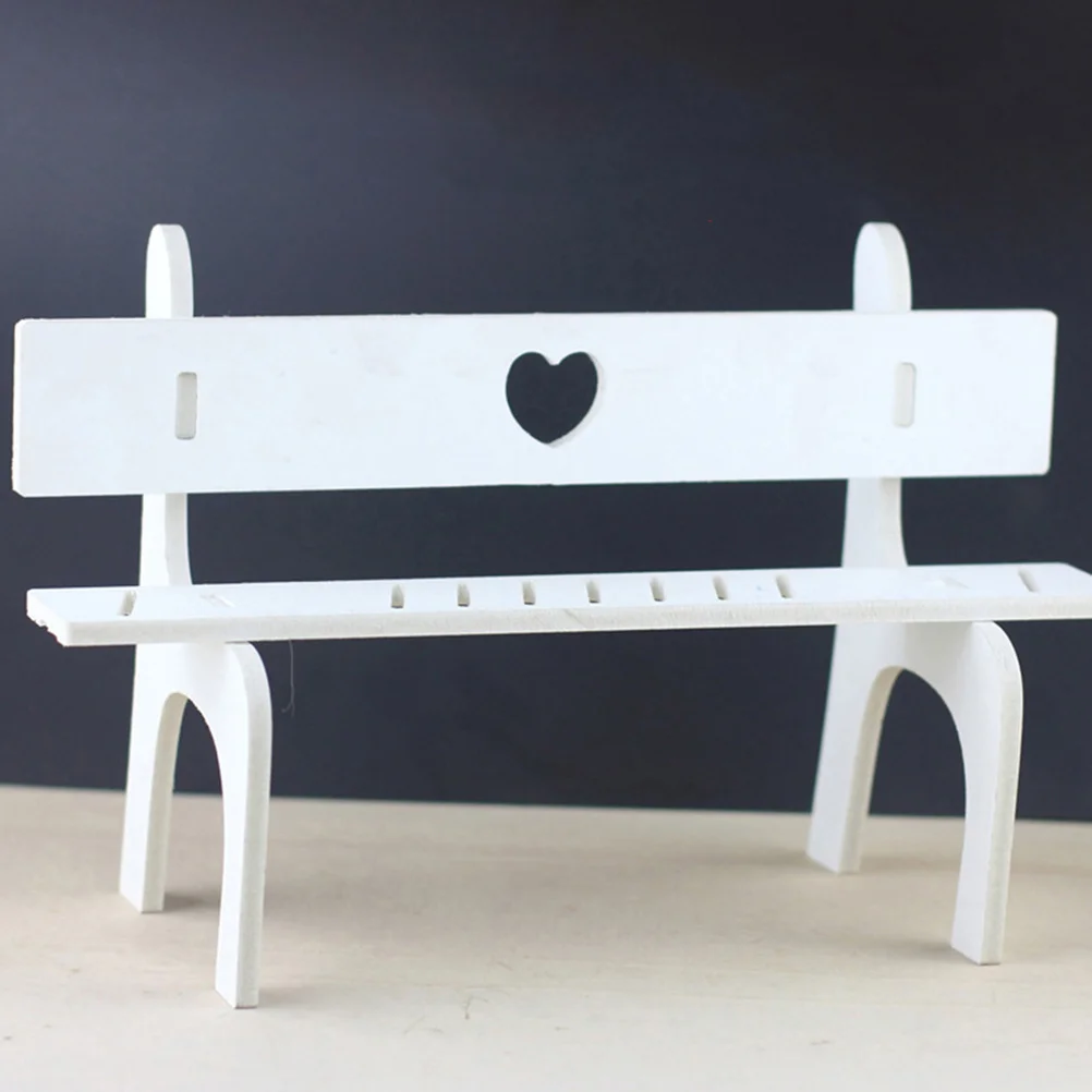 2Sets Small Chair Stools Craft for White Wooden DIY Assembly Home Room Decoration Photo Prop Display Stand