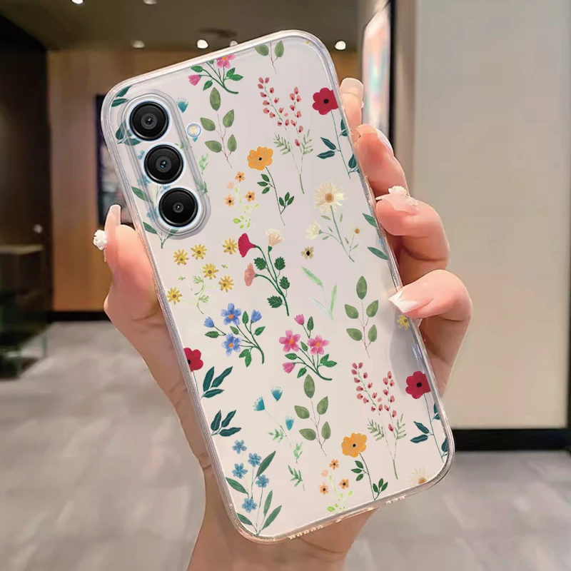 Transparent Case For Samsung Galaxy M35 5G Cover Cartoon Flower Soft TPU Shockproof Fundas For Samsung M 35 Butterfly Coque