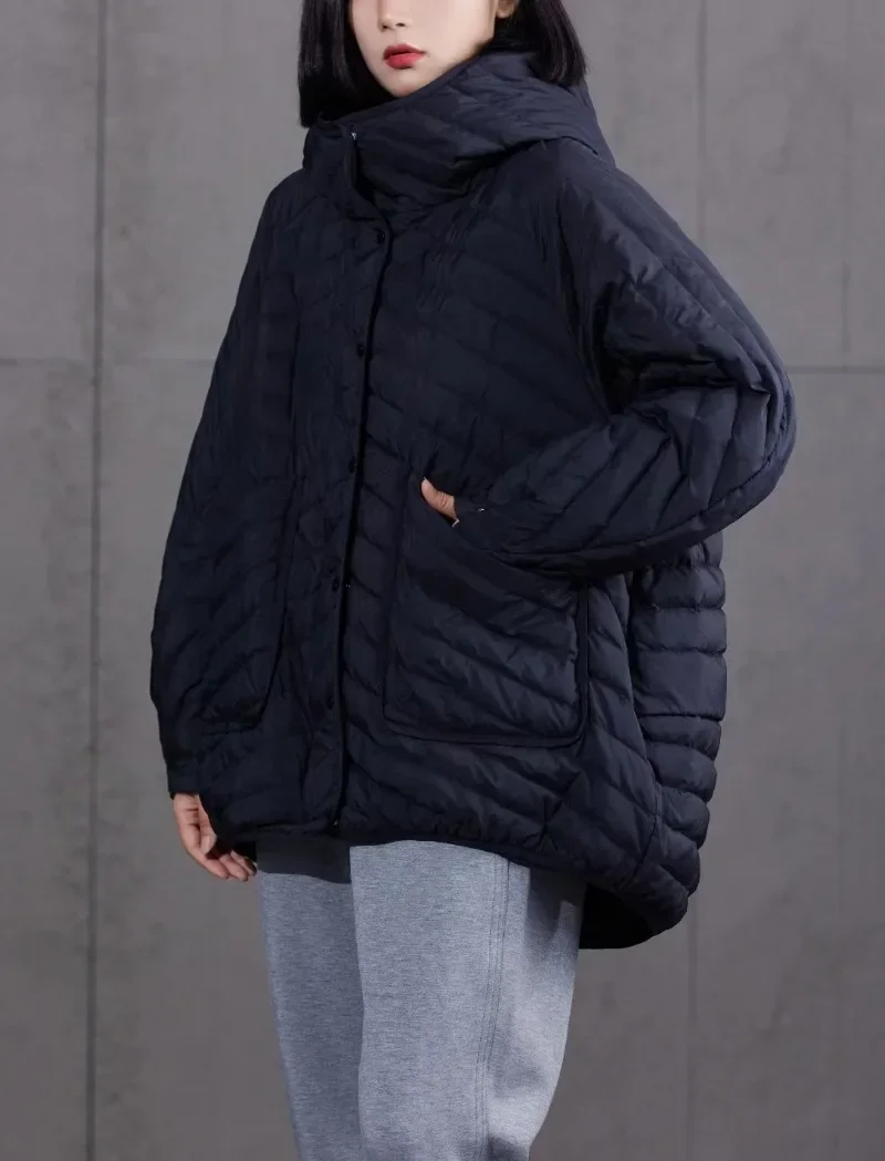 Veste matelassurera légère pour femme, 2024 duvet de canard blanc, manteau à capuche, parkas décontractées, coupe-vent, basique, chaud, vêtements