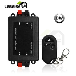 8A 12V 24V DC Single Color LED Strip Light Dimmer 1-Channel PWM Signal Dimming Controller with 3-Key RF Wireless Remote Control