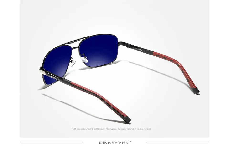 KINGSEVEN Aluminium Marke Polarisierte Sonnenbrille Männer Frauen Mode Rahmen Männlichen Spiegel Sonnenbrille Für Fahren Rot Design Tempel – Detail 5