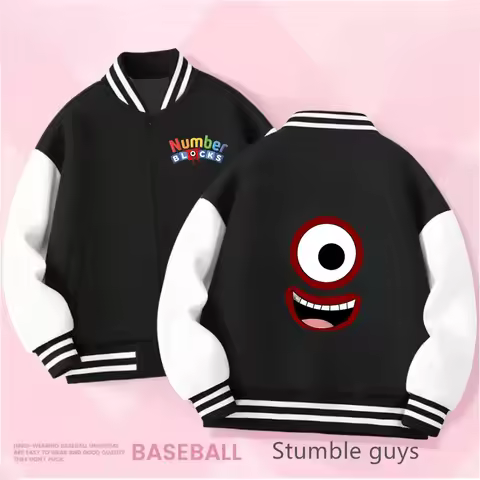 Number Blocks Baseball Uniform Kids Clothes Boys Sweatshirt Hooded Kawaii Stitch Sonic Pokemoned Long Sleeve Jacket Girls Hoodie