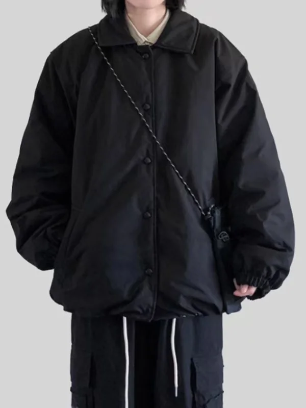 

Модная повседневная хлопковая куртка, однотонный дизайн, корейский стиль, зимняя новинка, женская одежда, с длинными рукавами, на одной пуговице