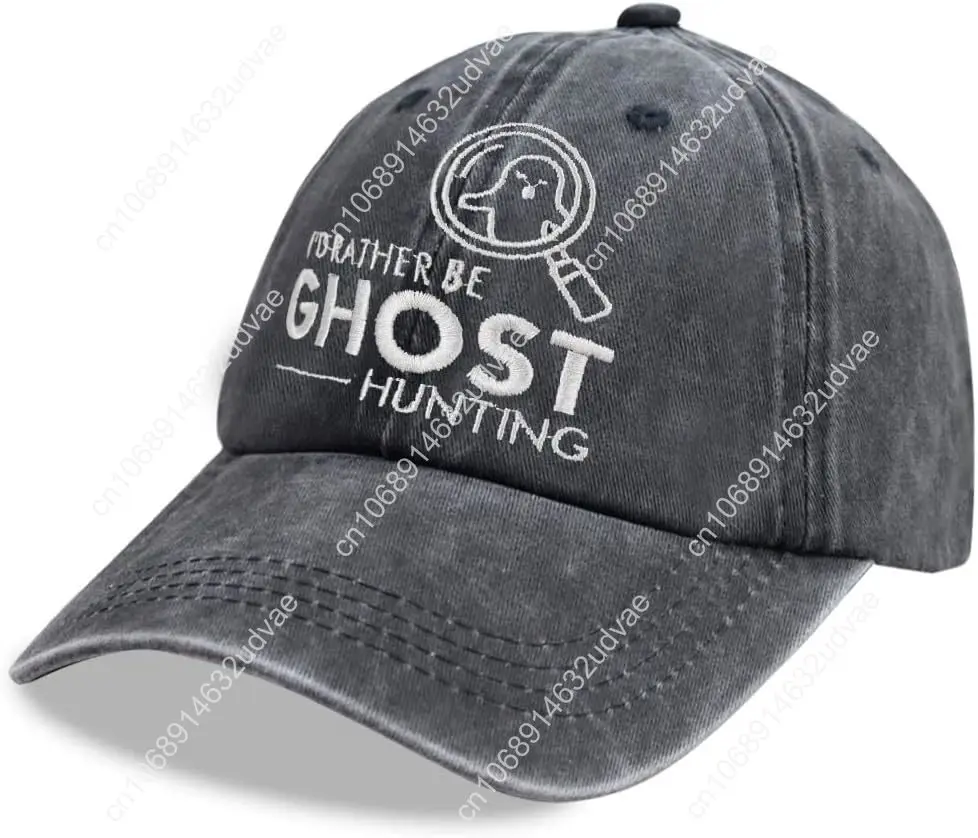 I'd Rather Be Ghost Hunting Hat, Halloween Decorations for Men Women, Adjustable Cotton Spooky Boo Baseball Cap