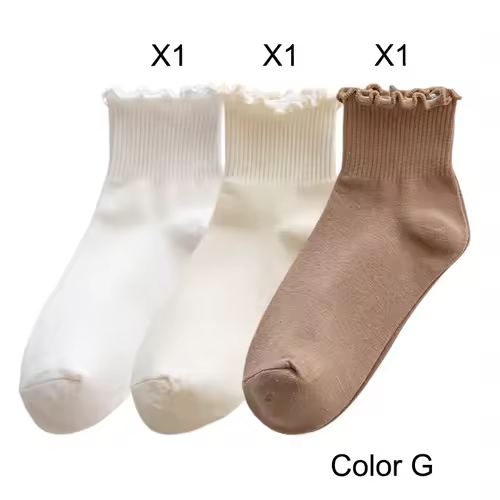 3 Pairs/Lot Cute Socks For Women New Japanese Style Breathable Girls Short Socks Kawaii Solid Socks Frilly Ruffle Socks Casual - Image 22