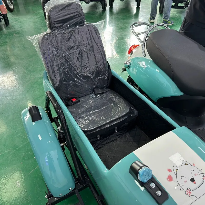 New Styles Wholesale Three Wheels Electric Sidecar Tricycle for Adults Side Bucket Carries 3 People