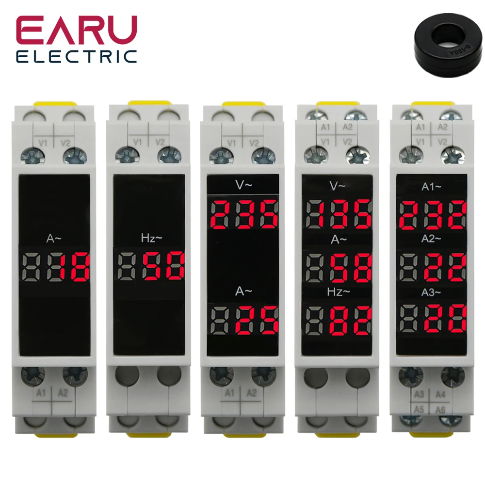 Din Rail Mount Medidor de Tensão Trifásico Mini Voltímetro Modular Indicador de Calibre Led Detector Display Digital ac 80500v