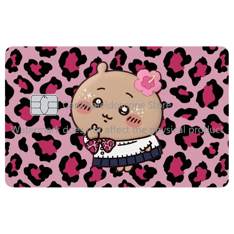Kawaii Chiikawas Y2K Style Redit Card Skin Stickers Leopard Print Series Sticker for VISA JCB Mastercard and Other IC Card view 4