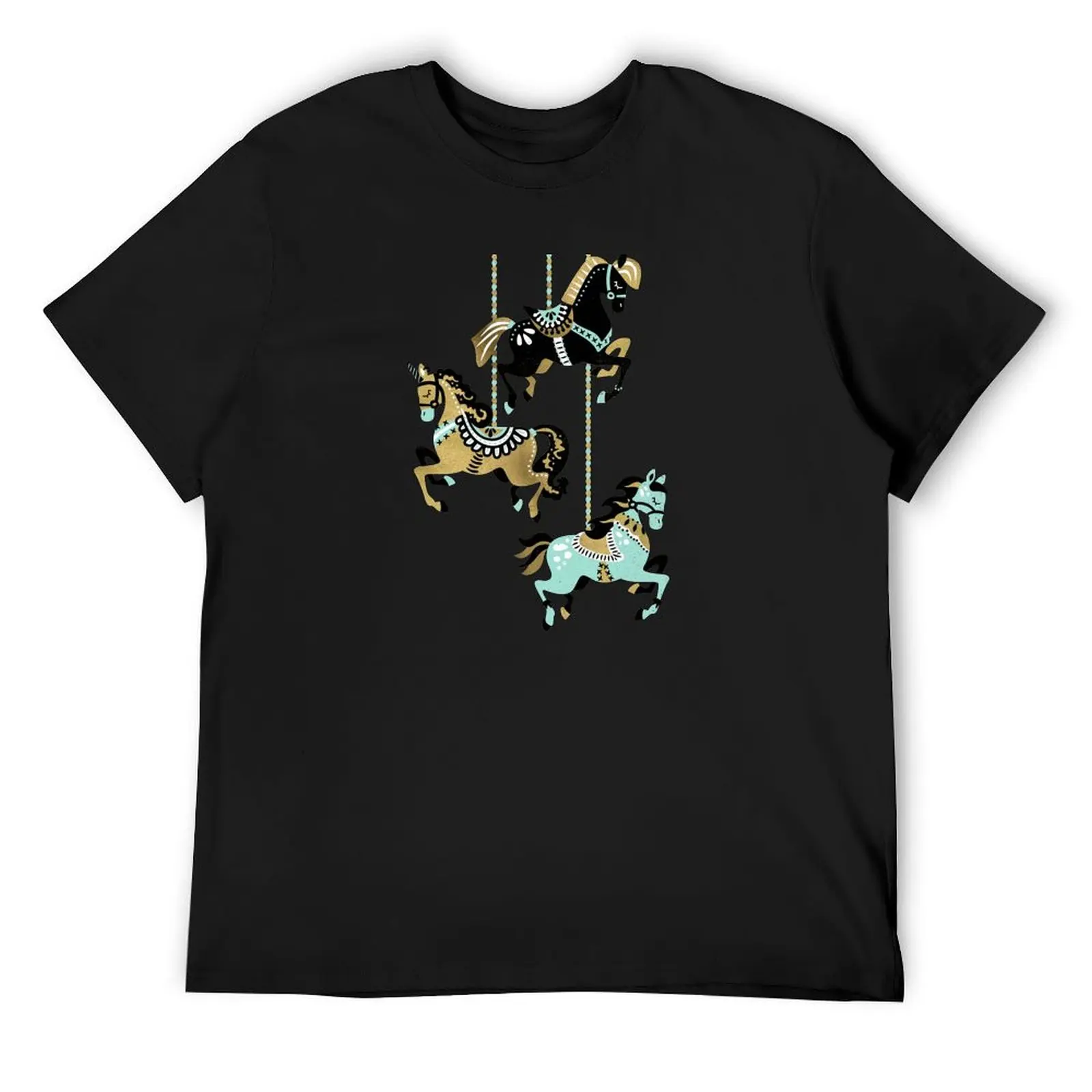

Carousel Horses – Mint & Gold Palette T-Shirt plus sizes oversized t shirt anime shirt mens graphic t-shirts hip hop