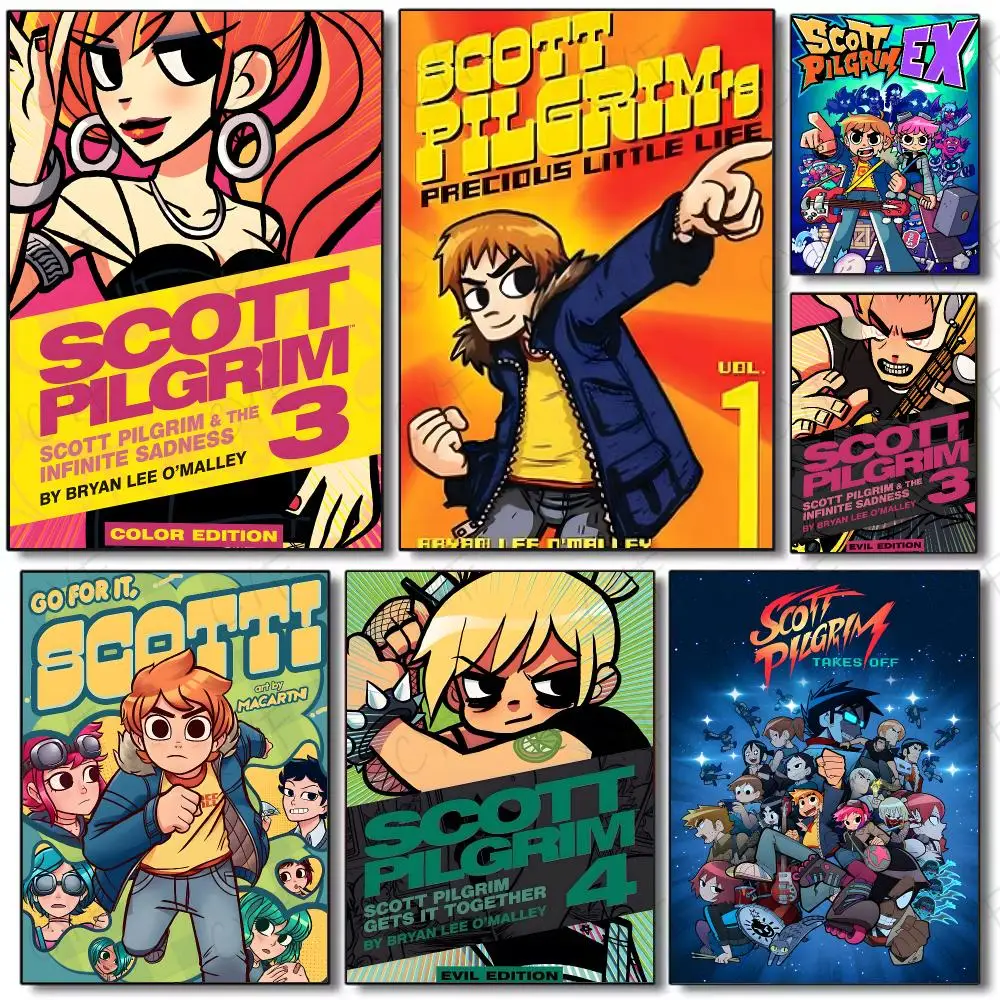 movie comedy S-Scott Pilgrim Vs. The World Poster Painting Wall Art Mural for Living Room Home Decor and Gifts