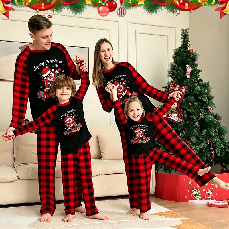 2027 Christmas Pajamas Family Matching Outfits Patchwork Set Adult Father Mother Kids Baby Sleepwear Look Pyjamas Clothes