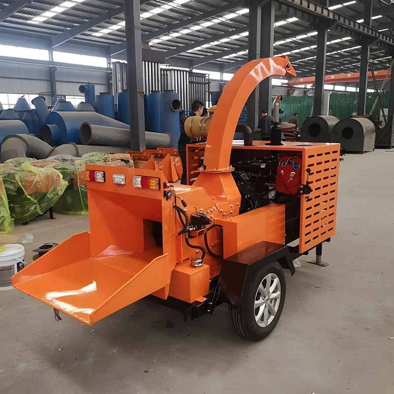 8t/h Diesel Wood Chipper Shredder for Continuous Operation in Wood Recycling Plant Processing Timber Into Biomass