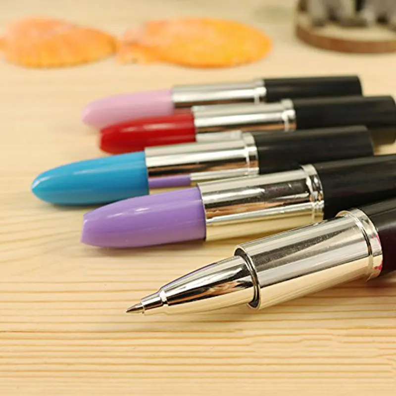 70pcs  Lipstick Ballpoint Pens Cute Personality Oil Pen Student Small Gift Stationery Supplies Prize Blue Ink Ball Pens