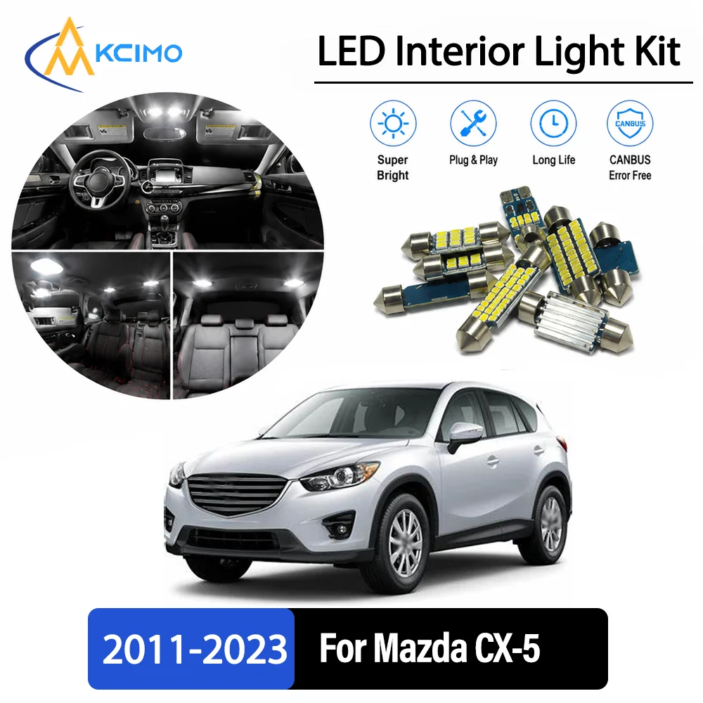 For Mazda CX-5 2011-2023 2012 2013 Premium No-Wire Continuous Glow Auto Interior LED Bulb Remodel Set Cabin Refit Lamps