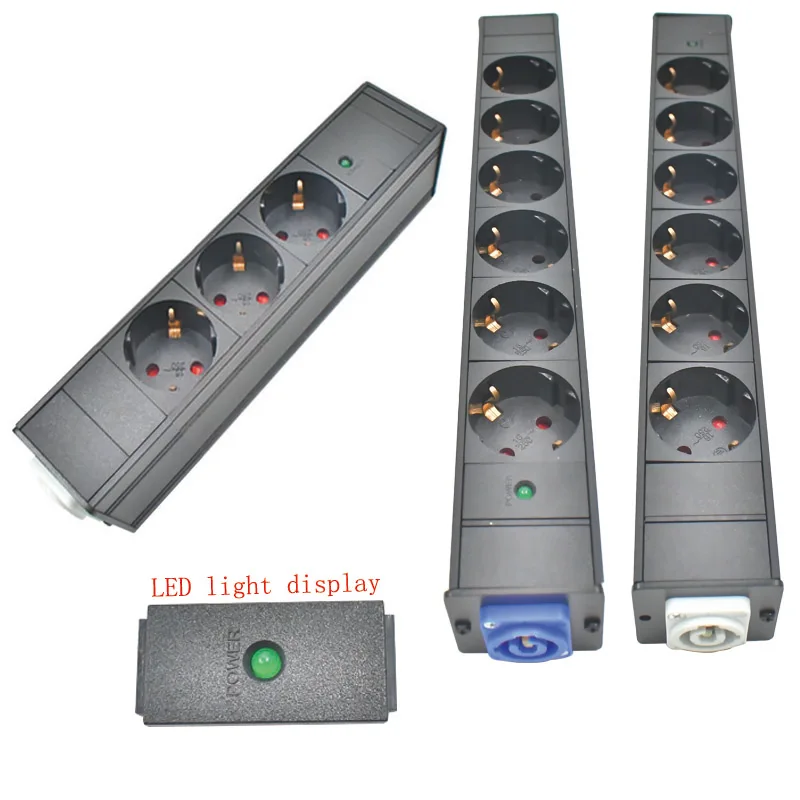 

PDU power board Schuko Powerlink box power amplifier audio 3P aviation input/output plug LED display 1-10AC EU output socket