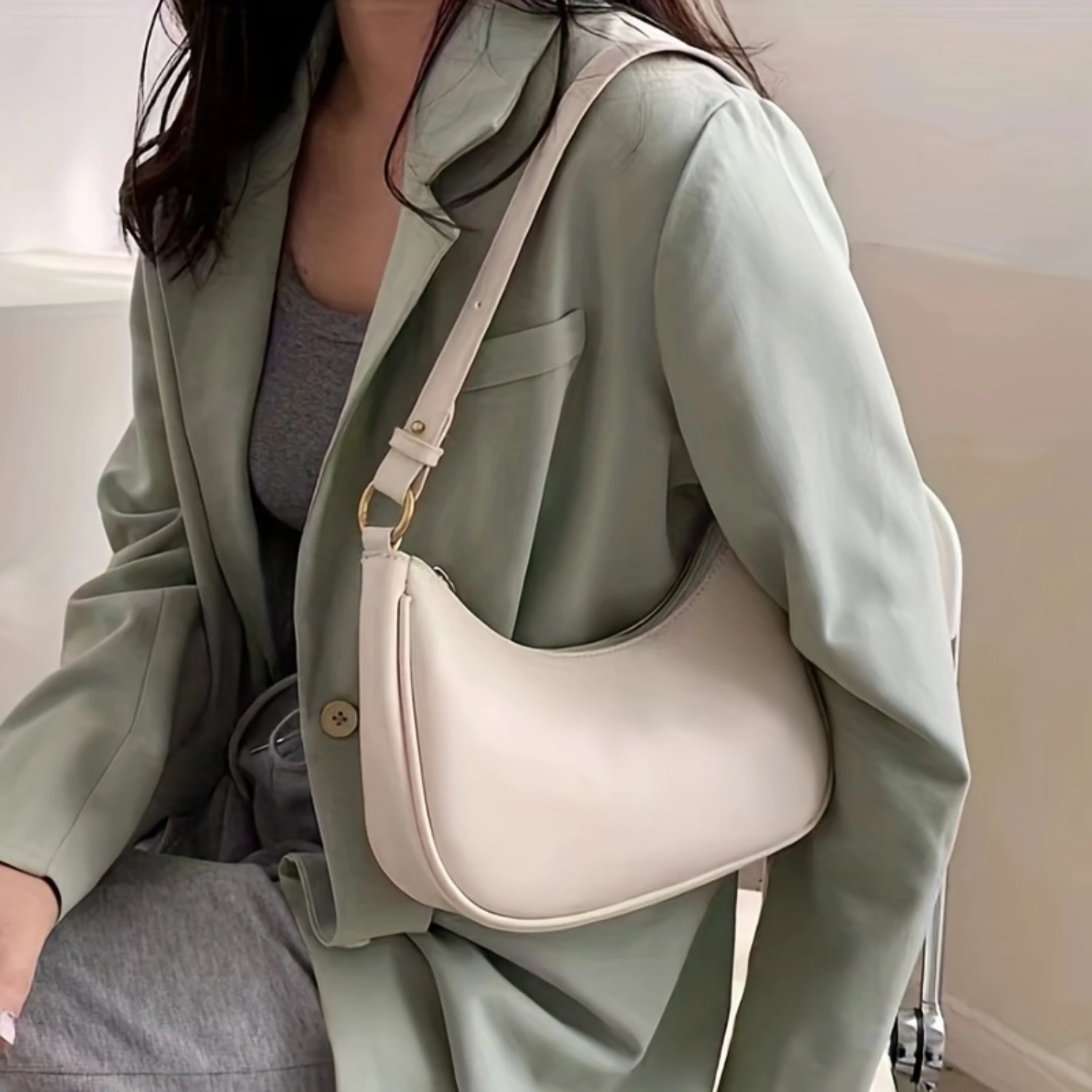 

Solid Color Minimalist Shoulder Bag for Women, Versatile Armpit Bag