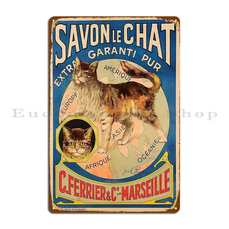 Savon Le Chat The Cat-póster de placa de Metal de jabón francés, diseño de cine, cueva, cine, decoración de pared, cartel de estaño