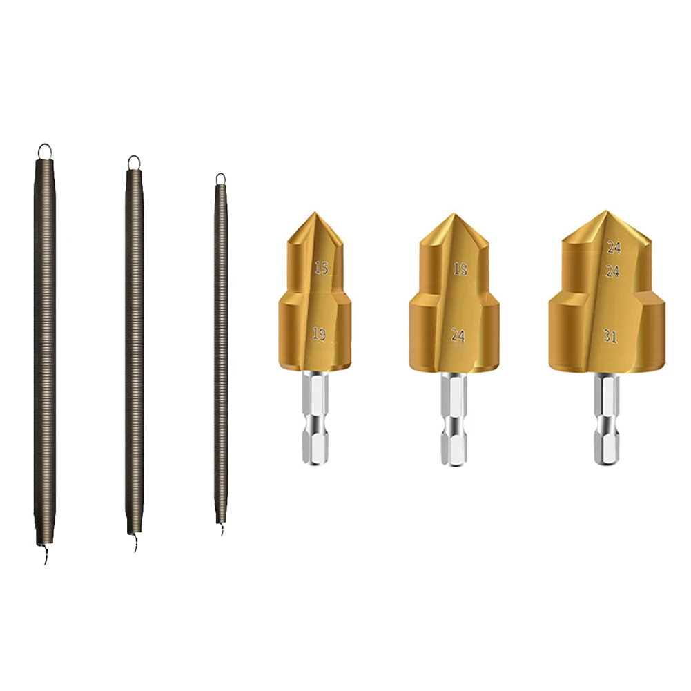 3PCS Wire Tube Spring Bender PVC/PPR Step Drill Bit Connection Tool Reaming Drill Tool Elbow Tee Plumber Tool