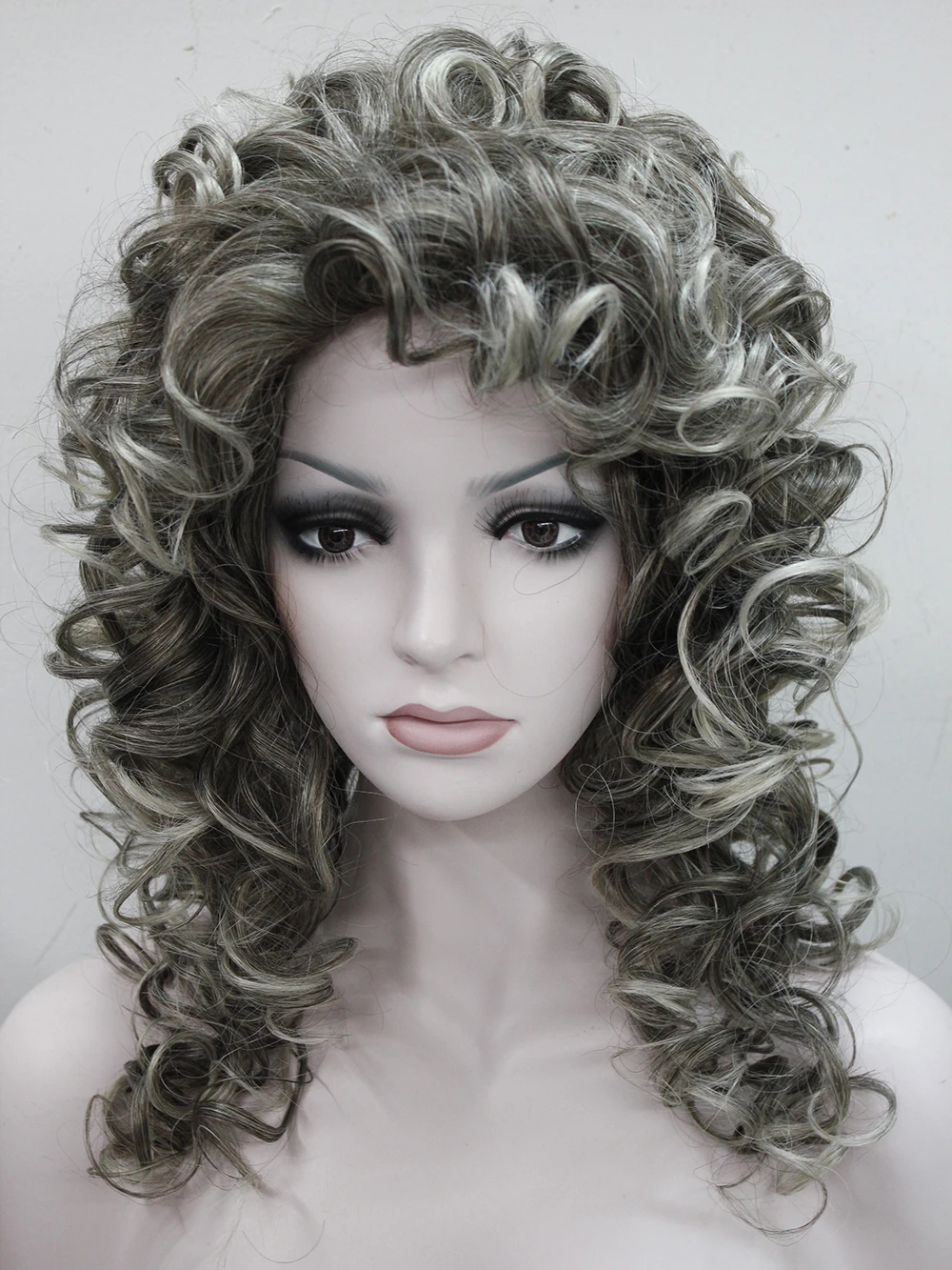 StrongBeauty Medium-Long Style Curly Capless Wig Brown with Blonde Highlights Synthetic Hair Wigs for Women COLOUR CHOICES