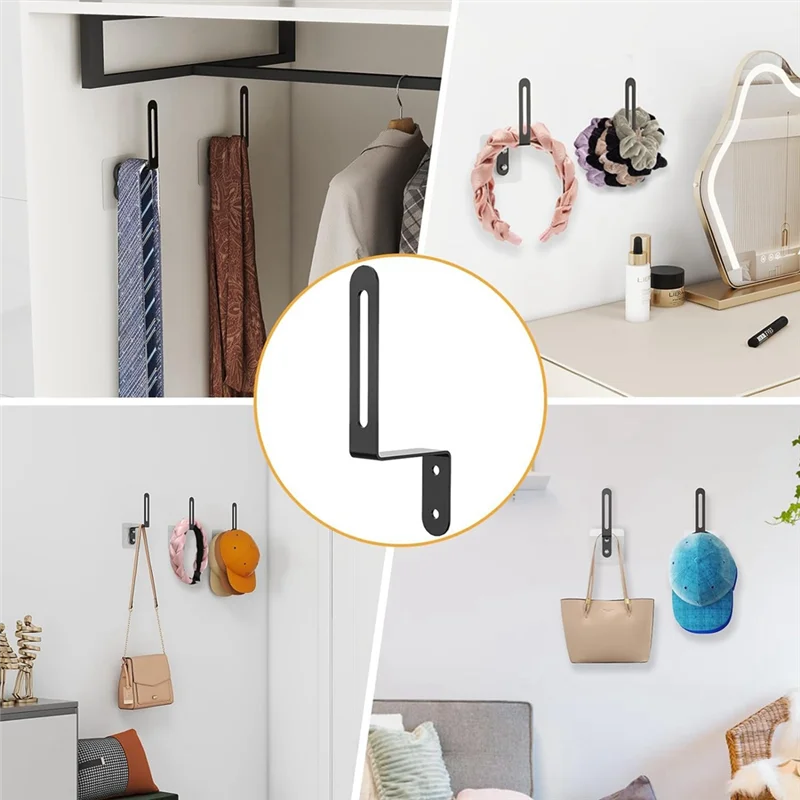 -ESTR Cintre pour chapeaux pour mur 6 paquets, crochets pour chapeaux pour mur, support pour chapeaux de baseball en métal pour mur, rangement de chapeaux pour casquettes de baseball