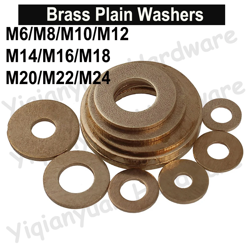 

H59 Brass Solid Plain Washers Copper Flat Gaskets M6 M8 M10 M12 M14 M16 M18 M20 M22 M24 Shims Flat Ring Spacers for Cylinder