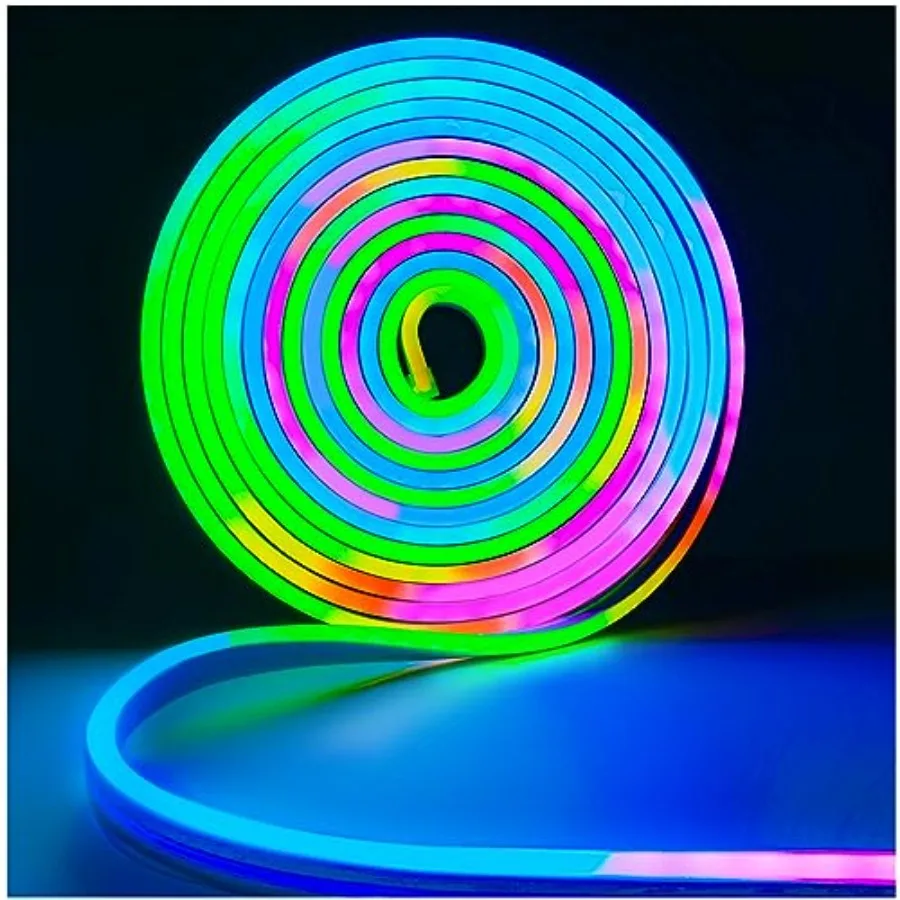 

12V Neon LED Strip RGB Pixel Strip 16.4ft Flexible IP65 Waterproof Tape Full Colour Individually Addressable Smart Light Strips