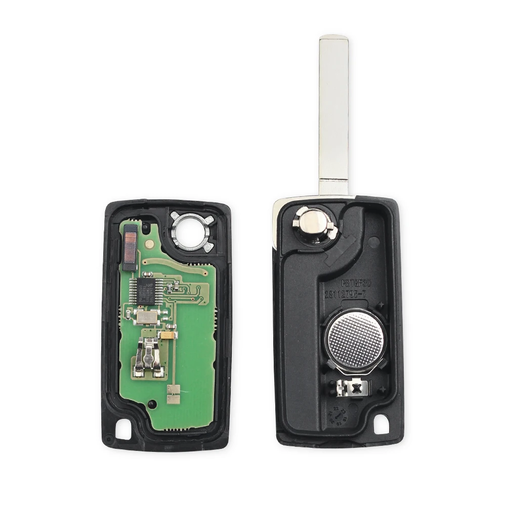KEYYOU 3 Buttons Complete Remote Car Flip Folding Key For Peugeot 307 407 308 607 433MHz Electronic ID46 Chip VA2 Blade CE0536
