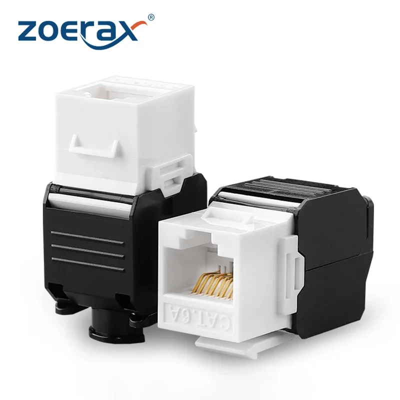 ZoeRax CAT6A RJ45 Keystone Jack Gigabit UTP Network Module Connector Compatible with 22-26AWG Cable for Wall Plate Patch Panel