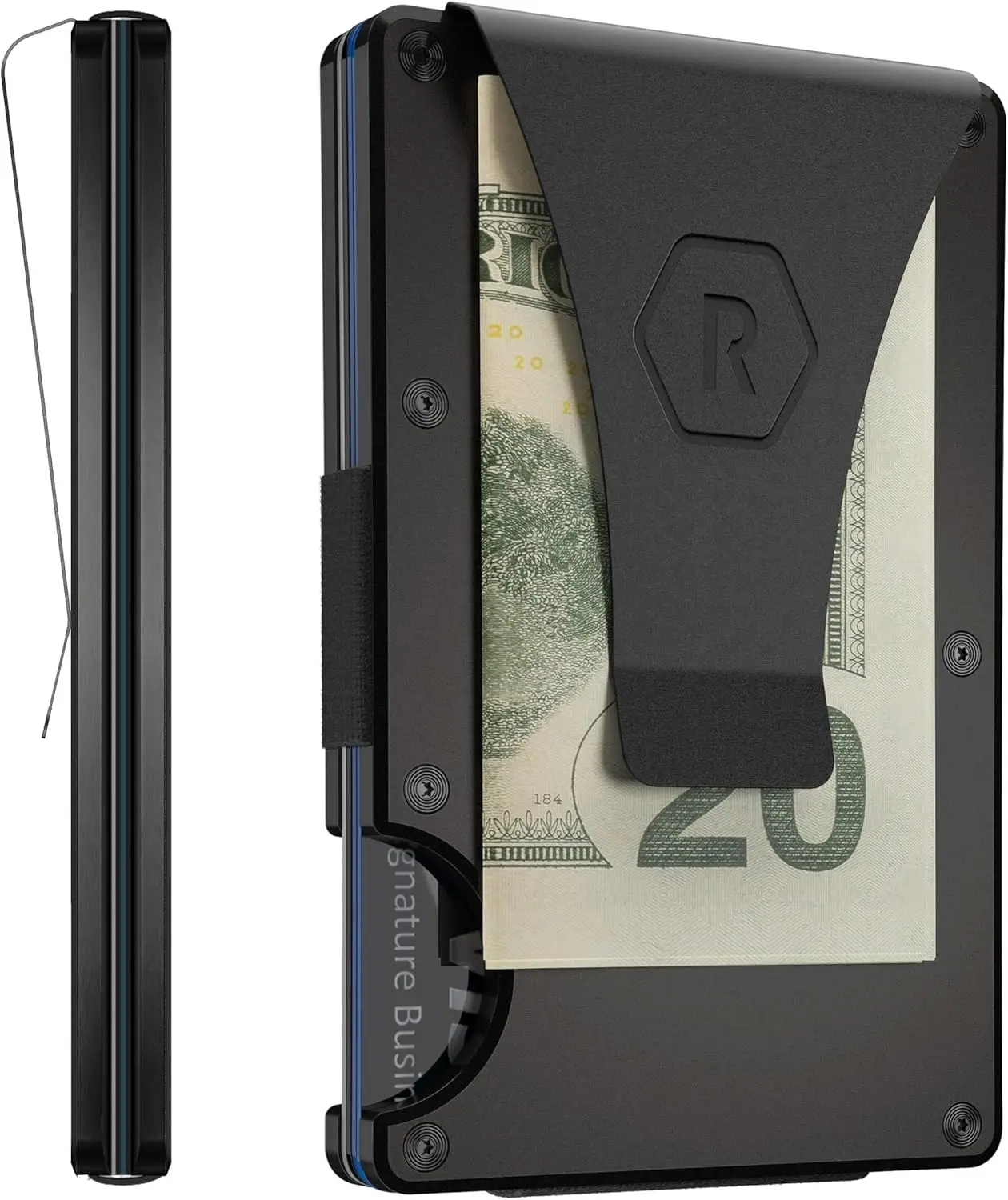 

Slim Minimalist Compact Wallet with RFID Protection and Money Clip - Royal Black