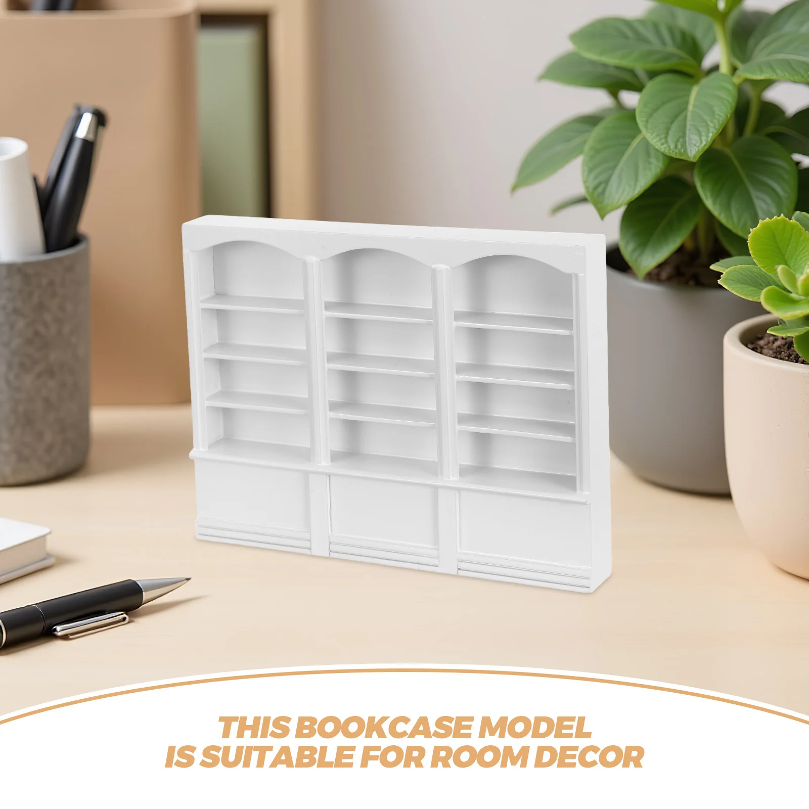 1pc Triple Bookcase Eco-Friendly Mini Display Cabinet For House Diy Craft Mini Landscape Decoration Furniture Accessory