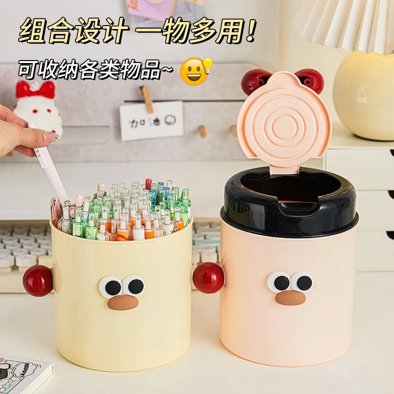 

Desktop Trash Can Mini Cartoon Open-cover Storage Bucket Office Living Room Coffee Table Dressing Table Small Paper Basket