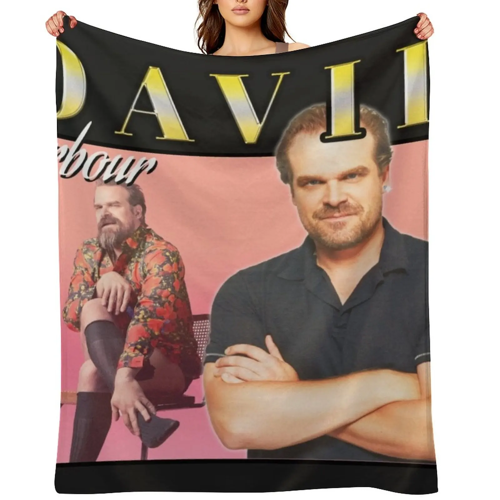 

David Harbour retro / vintage design Throw Blanket Sofas Polar Picnic Thermals For Travel Blankets