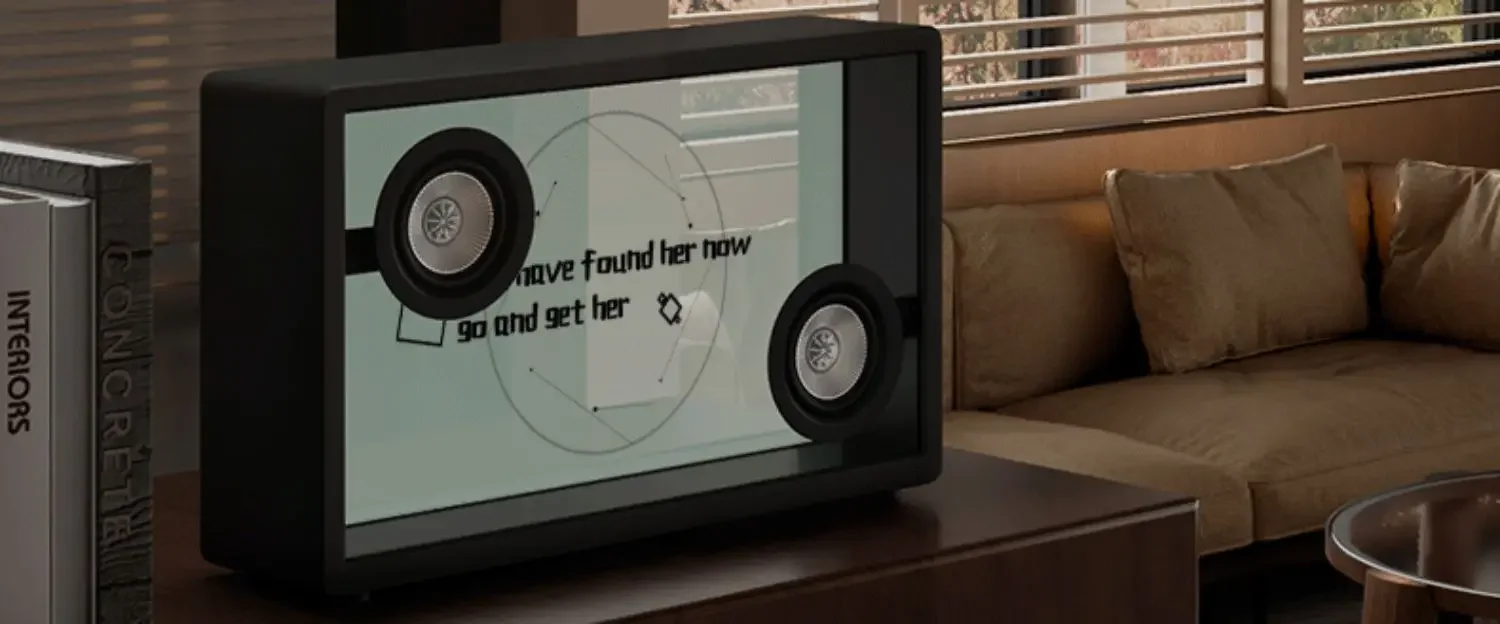 بالإضافة إلى مكبر صوت عائم شفاف، كلمات بلوتوث، صوت ريترو