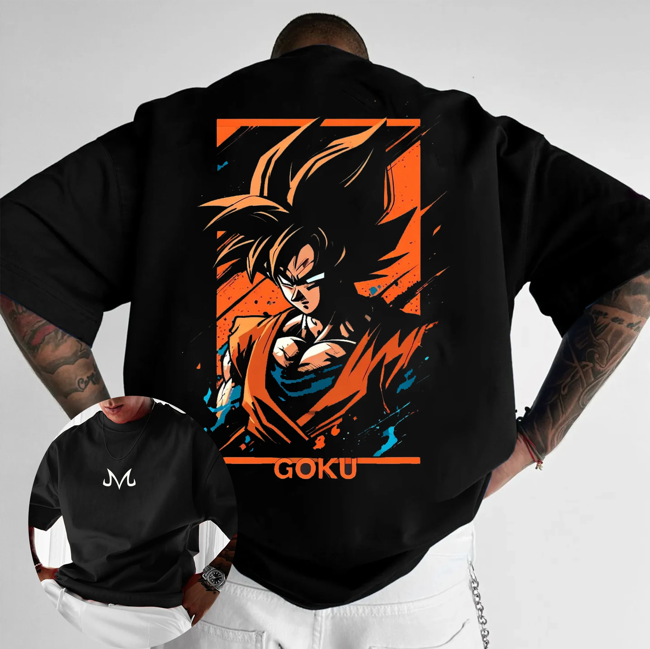 

Футболки Dragon Ball Z для мужчин и женщин с изображением Сон Гоку и Вегеты, 100% хлопок, забавные футболки с коротким рукавом и круглым вырезом, новинка