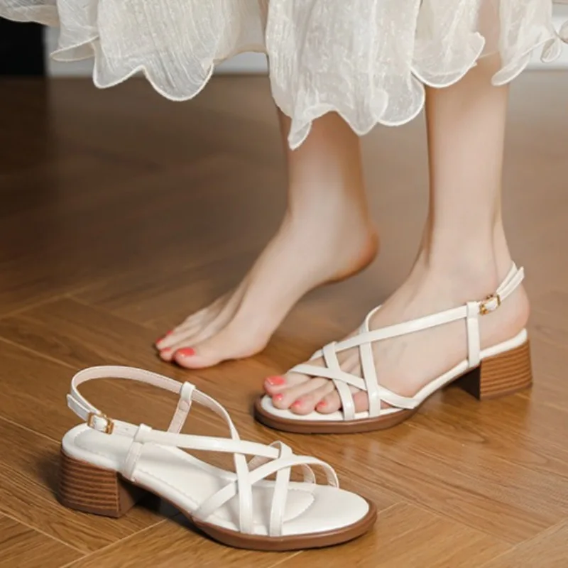

Summer New Women's Shoes Fashion Hollow Out Roman Sandals for Woman Exquisite High Heeled Sandals Designer Shoes Sandalias Mujer