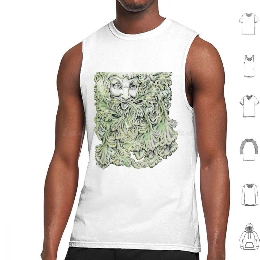 Cheeky Greenman Tank Tops Vest Sleeveless Greenman Pagan Nature Gods Myth Magic Wiccan Druid Witch