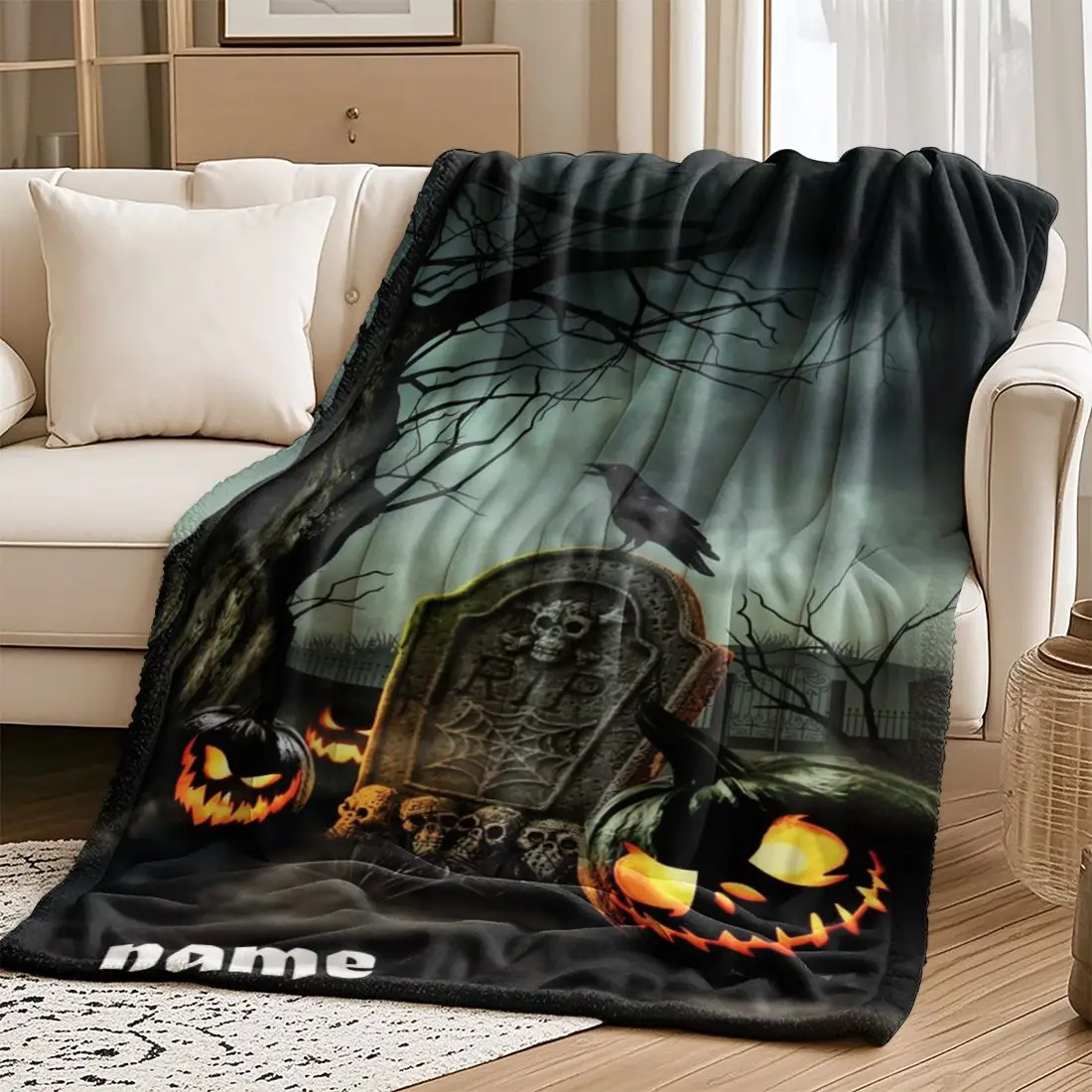 1 Piece Custom name Personalized Flannel Blanket - Ideal Gift for Christmas, Halloween, Birthdays, and Anniversaries, Soft, War
