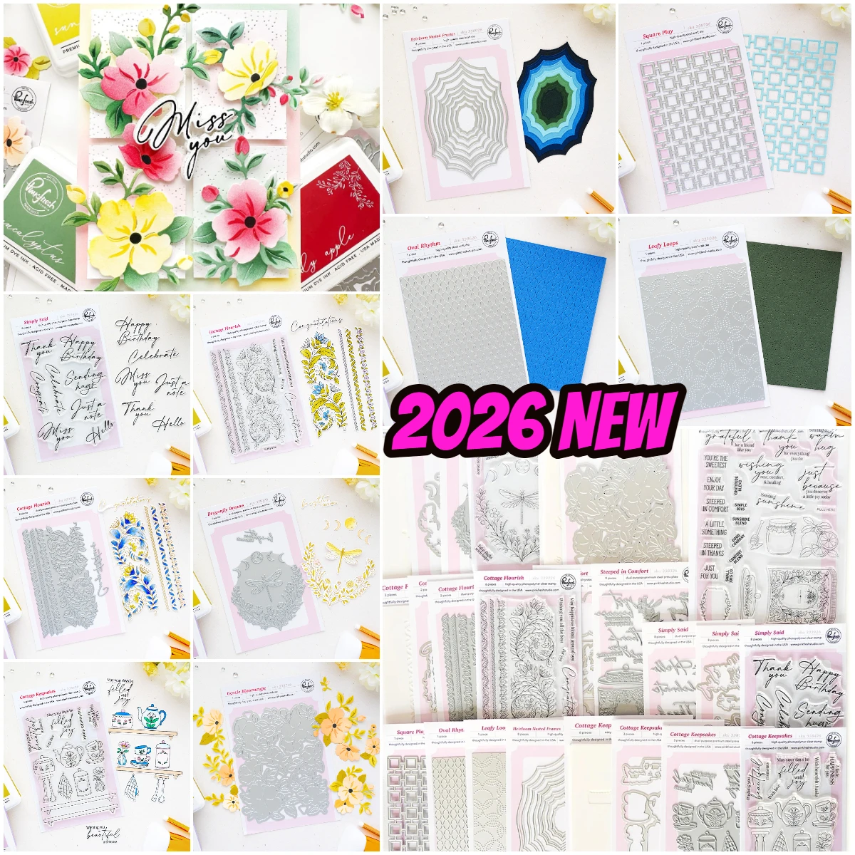 2026 Neue Rosa Frische Weihnachtszweige Metallstanzformen Stempel Schablone für Scrapbooking Album Dekoration Basteln