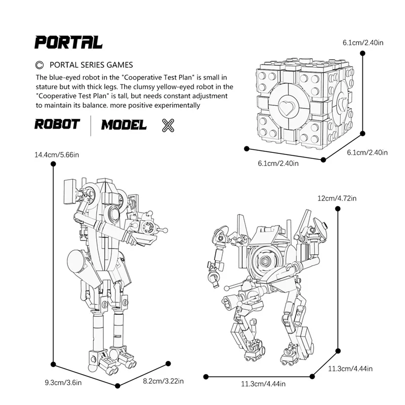 446 Pcs Portaled 2 Atlas and P-Body Building Block Kit DIY Puzzle Game Characters Robot Figure Bricks Toys Children Gifts