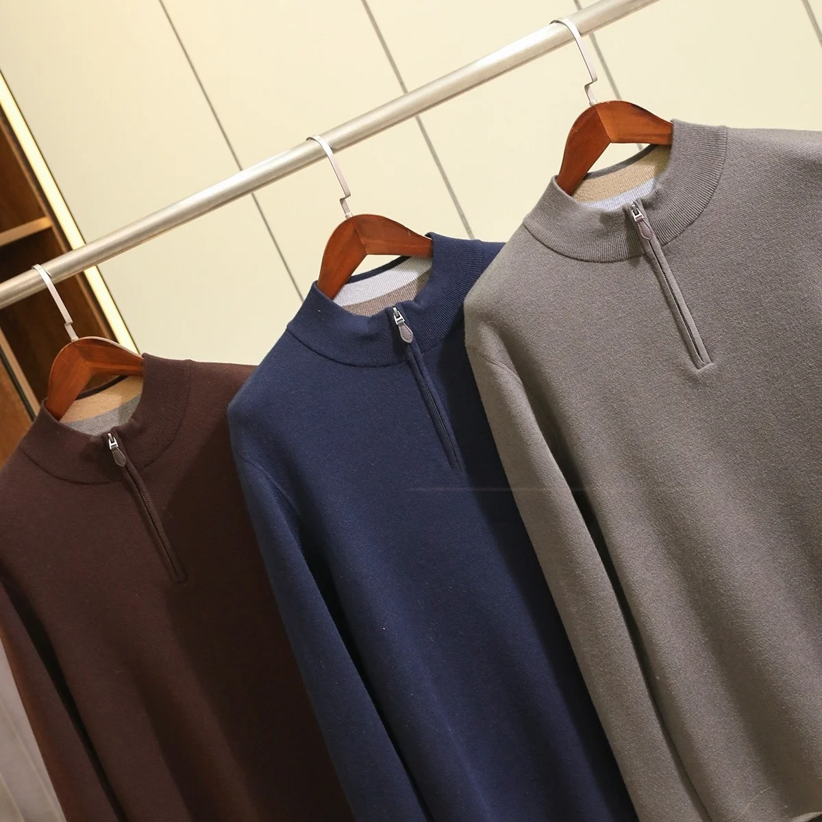 

Lightweight Wool Blend Knitted Sweater f Zip Casual Autumn Winter Men's Faion Busin Warm Straight Cut Knitwear