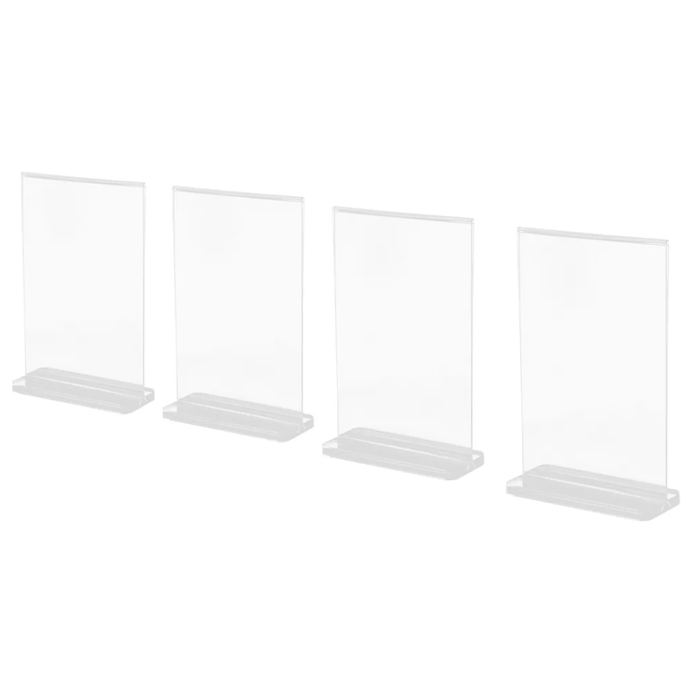 

4 Pcs Display Stand Acrylic Label Sign Holder Poster Desktop Menu Storage Rack Table Stands for