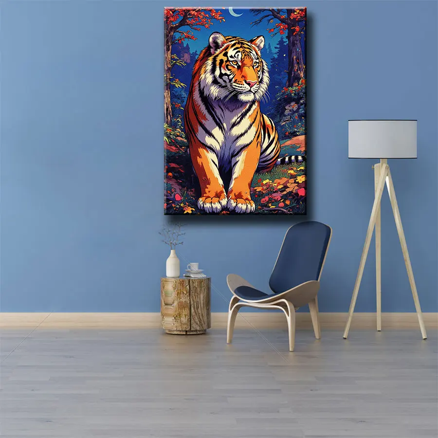 Ever Moment Tiger Diamond Painting Set Full Resin Drill Short Lint Canvas Curved Edges Animal Mosaic Art Kit Wall Decor ASF3047 view 2
