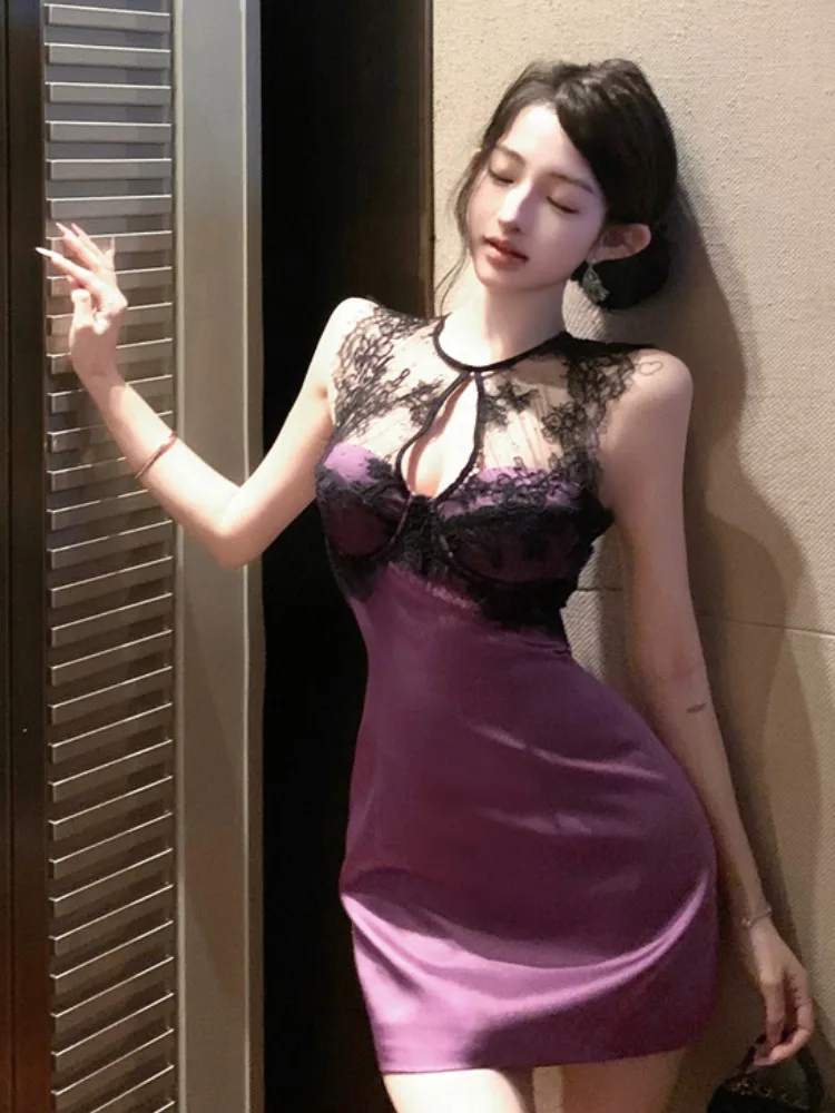 

Pure Desire Spicy Girl Lace Patchwork Design Sensation Women's Spring Summer New Waist Cinching Slimming Bodycon Dress